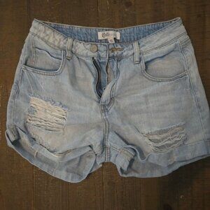 Small Cello Blue Jean Shorts Distressed Cuffed Grunge Worn